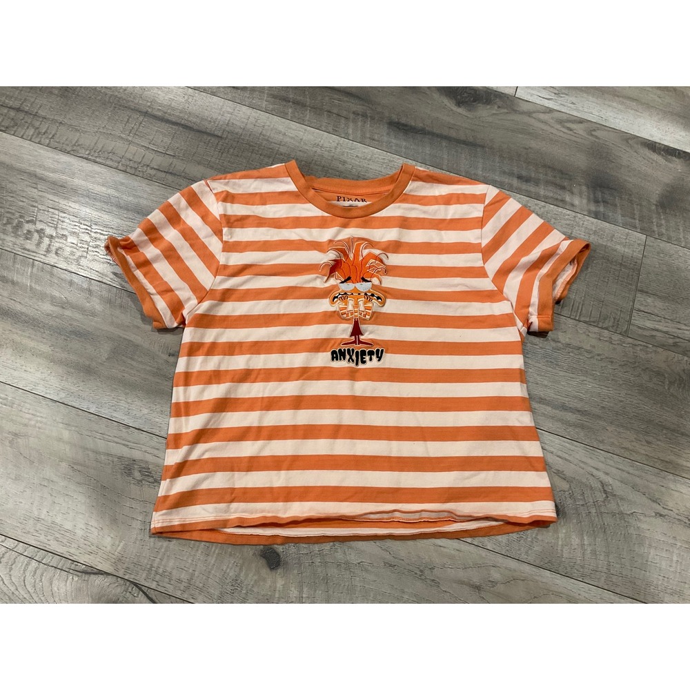 Pixar Inside Out 2 Anxiety Striped Tee Her Universe Hot Topic Orange White L